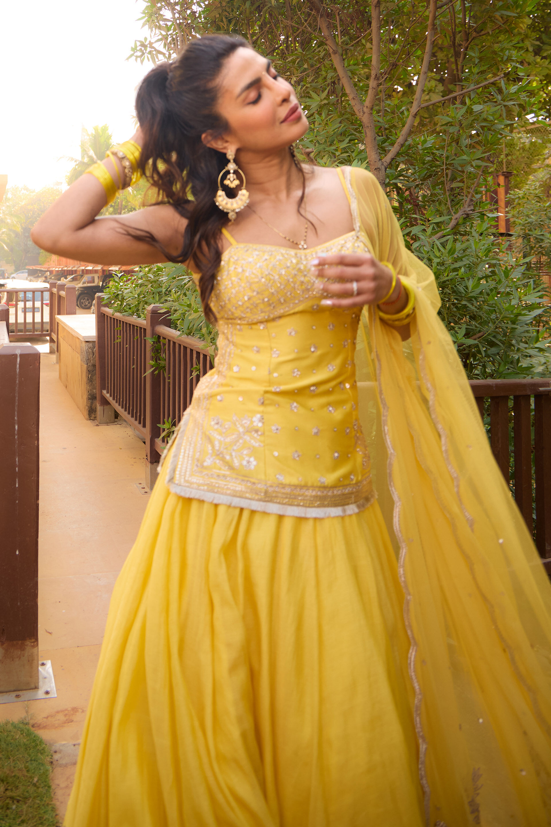 Abha Embroidered Lehenga Set - Yellow, , image 4